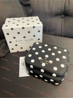 Kate Spade Polka Dot Jewelry Case - Black & White with Box